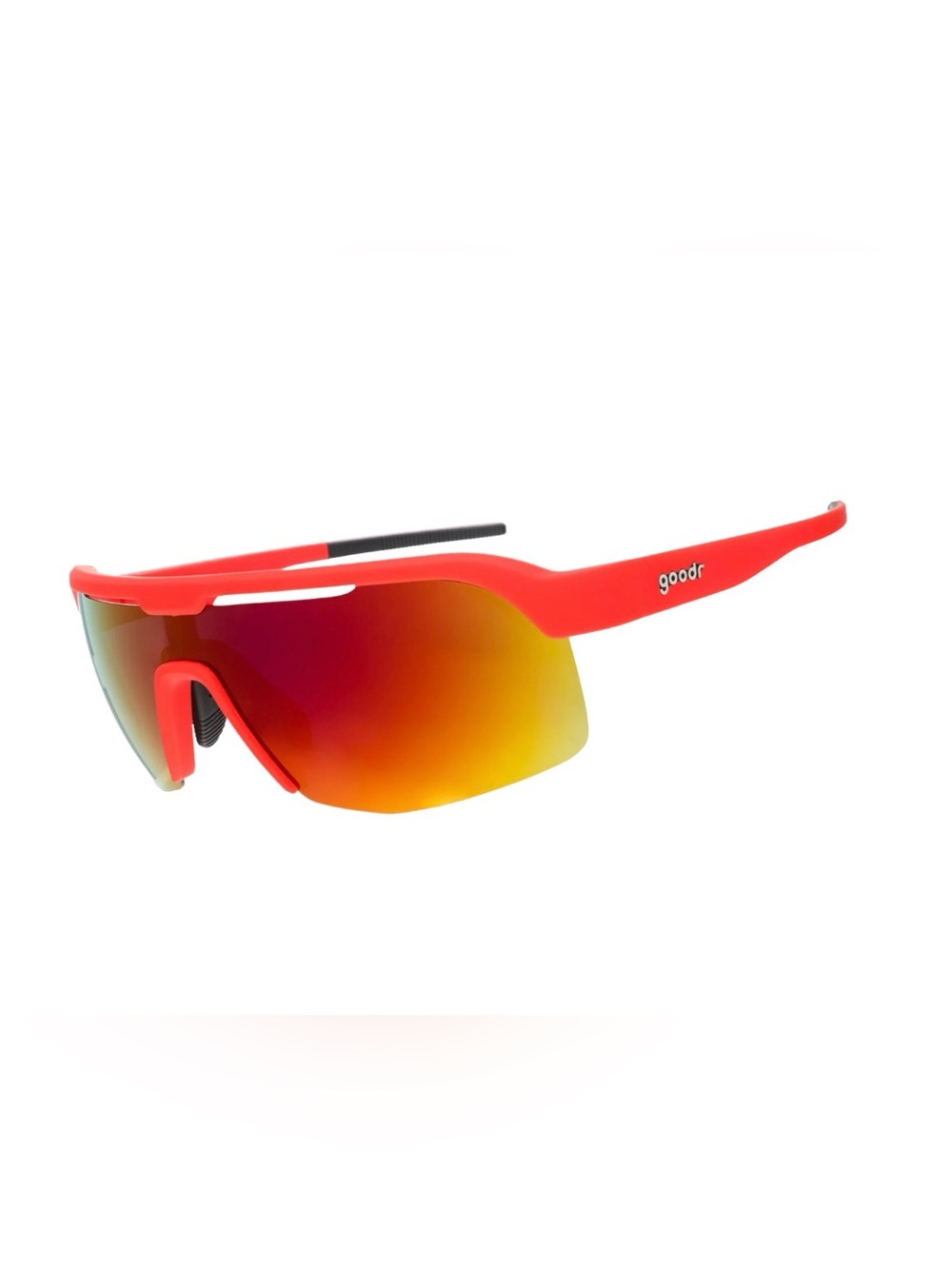 goodr BOLT G Dante’s Shin Splint Inferno Sunglasses Red Mirrored Sport Running